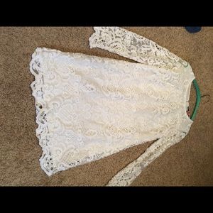 French Connection White Laced Long Sleeve Dress